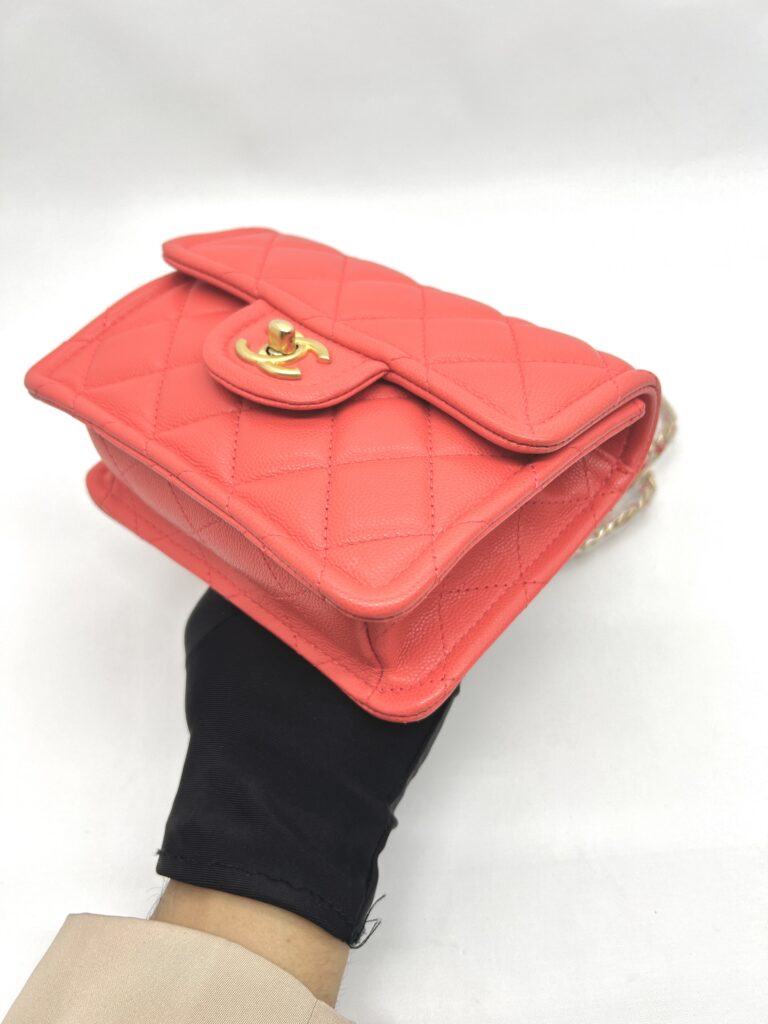 Mini Quilted Pink Coral Caviar GHW