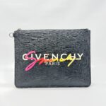 Clutch Black White Rainbow Logo Silver Hardware