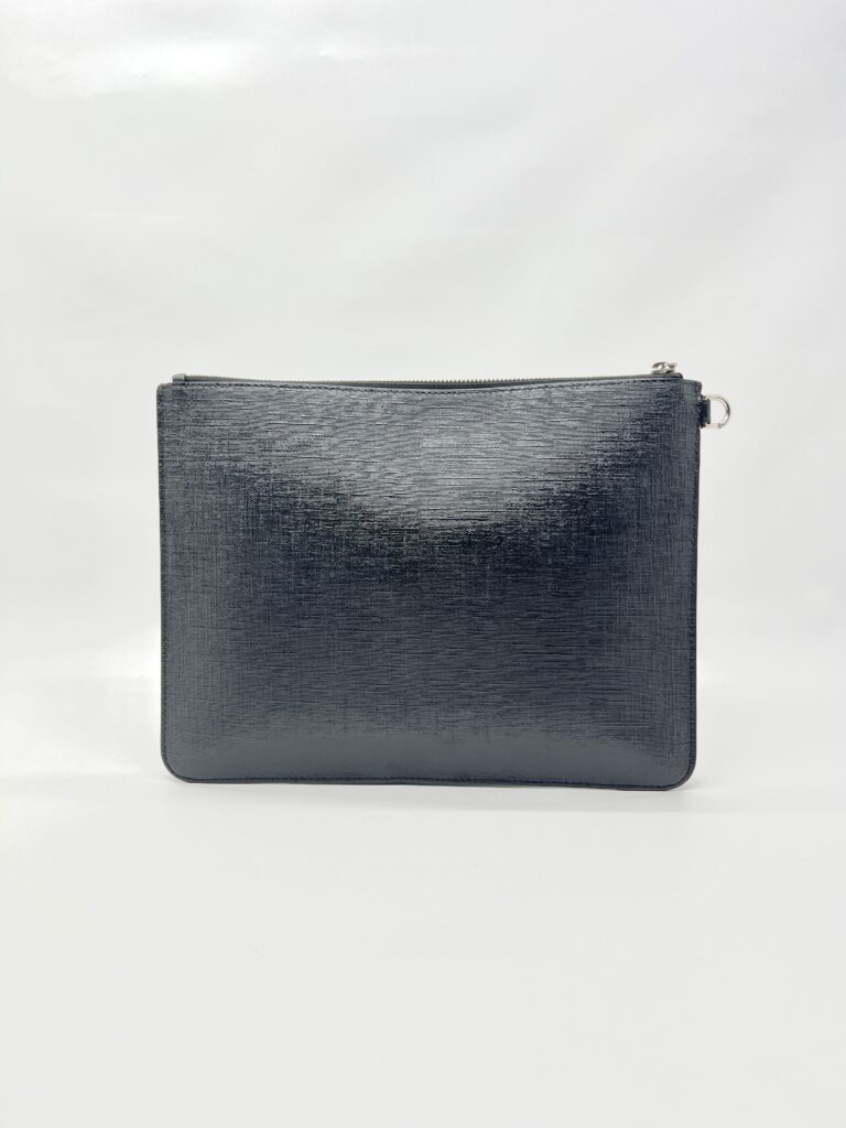 Clutch Black White Rainbow Logo Silver Hardware