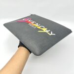 Clutch Black White Rainbow Logo Silver Hardware