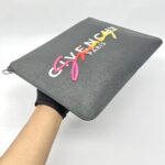 Clutch Black White Rainbow Logo Silver Hardware