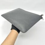 Clutch Black White Rainbow Logo Silver Hardware