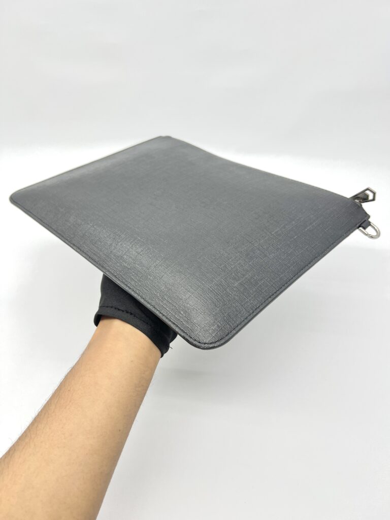 Clutch Black White Rainbow Logo Silver Hardware