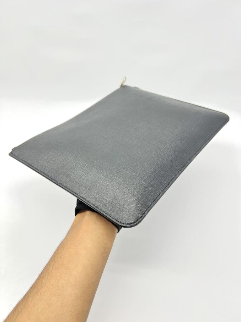 Clutch Black White Rainbow Logo Silver Hardware