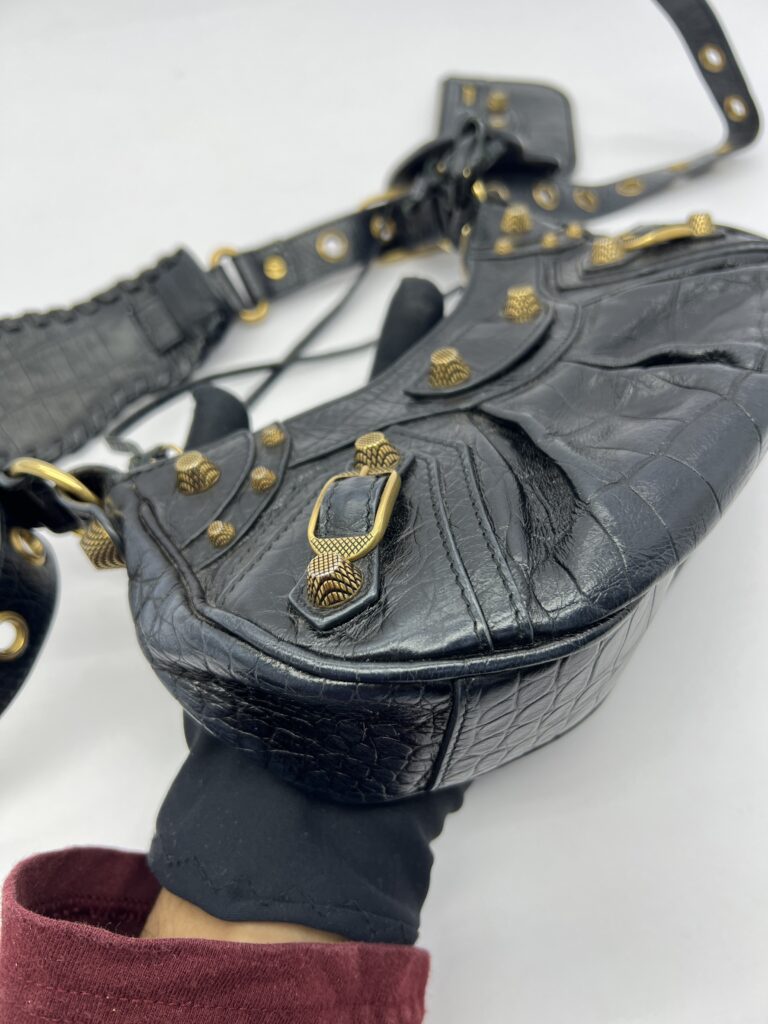 Le Cagole XS Croco Black GHW