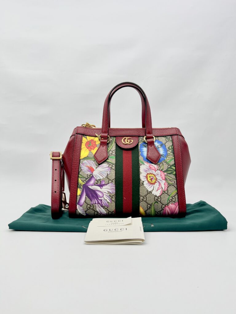 Ophidia Top Handle GG Supreme Flora Red Gold Hardware