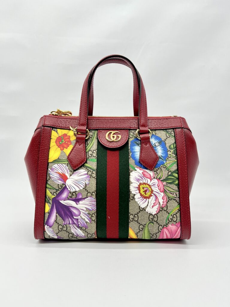 Ophidia Top Handle GG Supreme Flora Red Gold Hardware