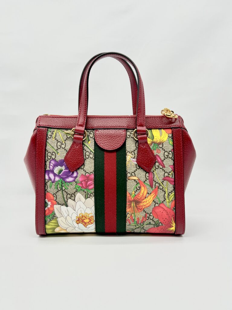 Ophidia Top Handle GG Supreme Flora Red Gold Hardware