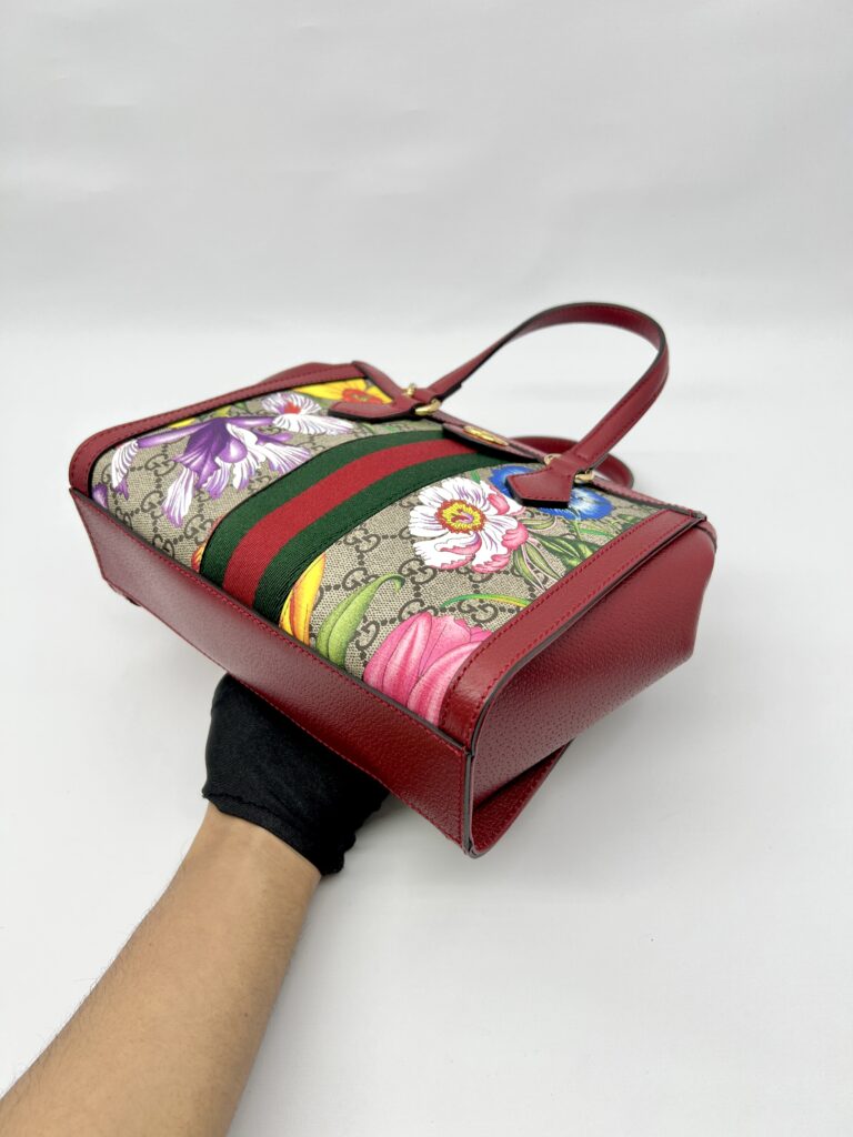 Ophidia Top Handle GG Supreme Flora Red Gold Hardware