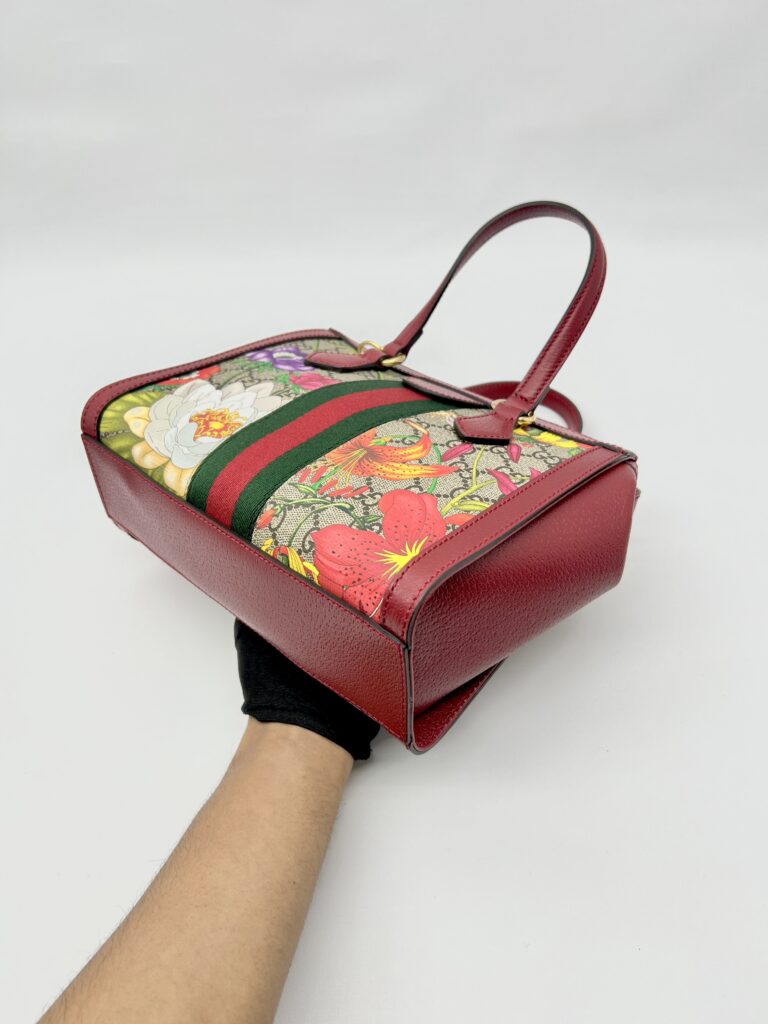 Ophidia Top Handle GG Supreme Flora Red Gold Hardware