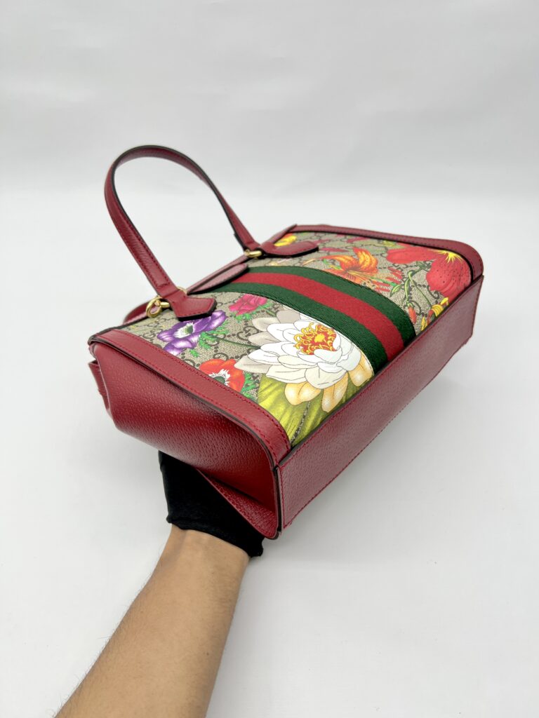 Ophidia Top Handle GG Supreme Flora Red Gold Hardware