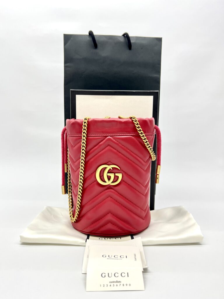 Marmont Bucket Red Gold Hardware