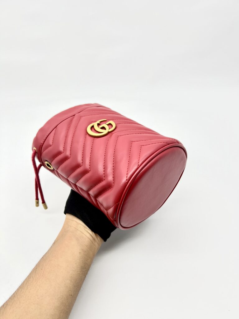 Marmont Bucket Red Gold Hardware