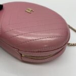 Oval Chain Bag Chevron Stitched Pink GHW