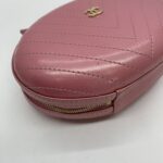 Oval Chain Bag Chevron Stitched Pink GHW