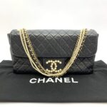 CC Pearl Flap Bag Lambskin Black GHW