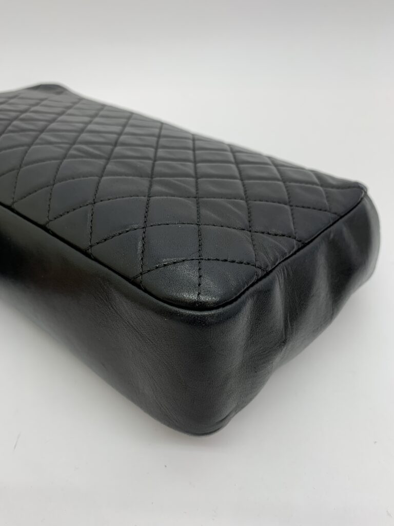 CC Pearl Flap Bag Lambskin Black GHW