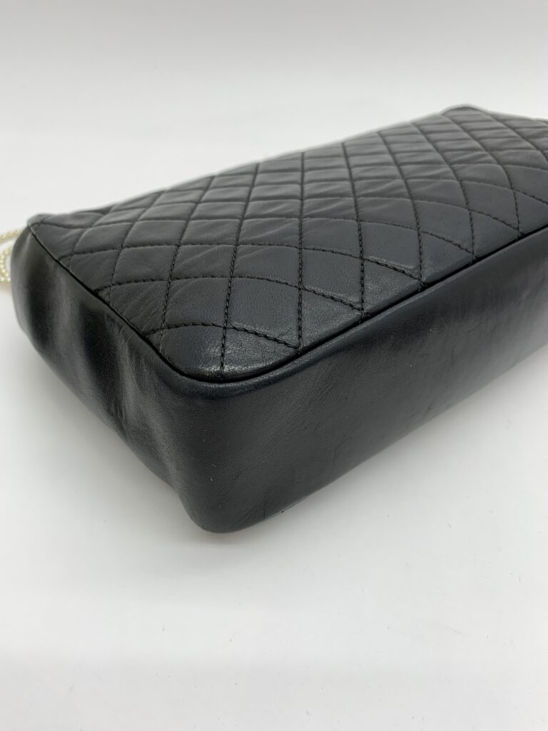 CC Pearl Flap Bag Lambskin Black GHW