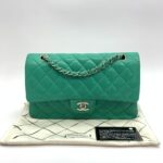 Medium Classic D Flap Lambskin Green SHW