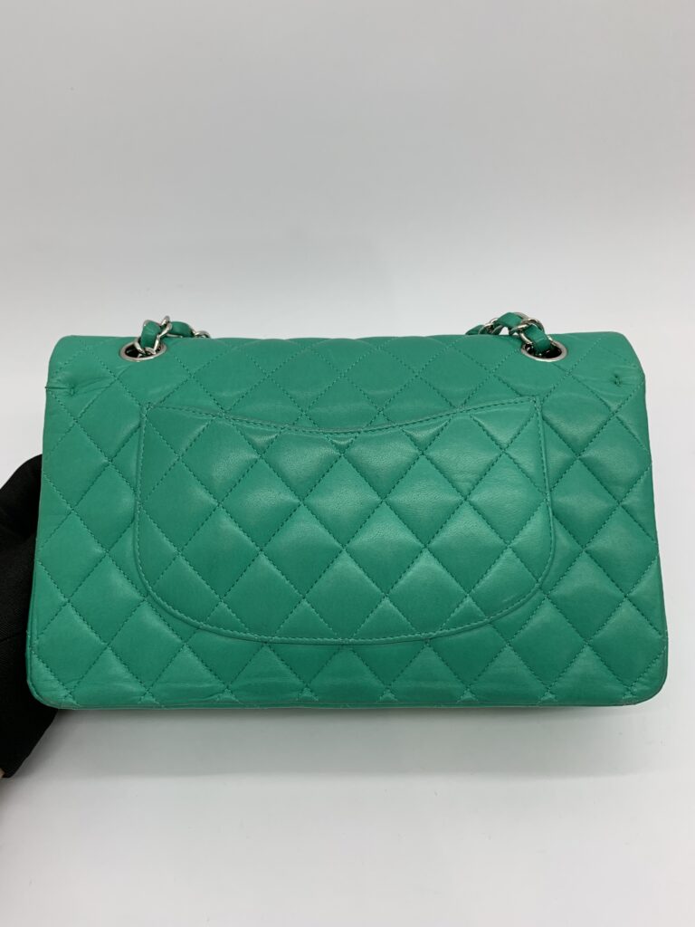 Medium Classic D Flap Lambskin Green SHW
