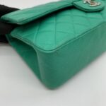 Medium Classic D Flap Lambskin Green SHW