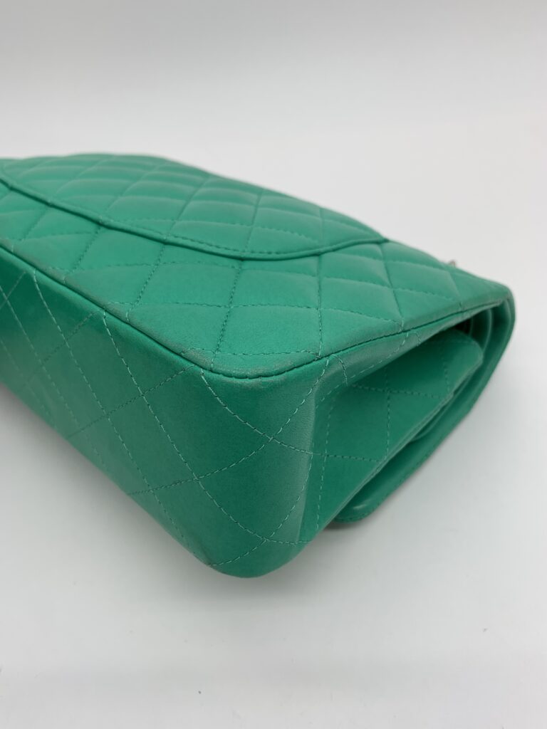 Medium Classic D Flap Lambskin Green SHW