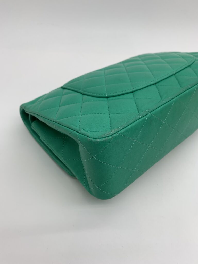 Medium Classic D Flap Lambskin Green SHW