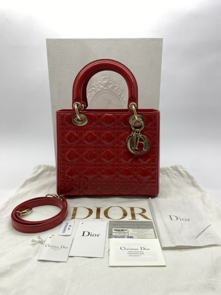 Lady Dior Medium Patent Rouge VIF GHW