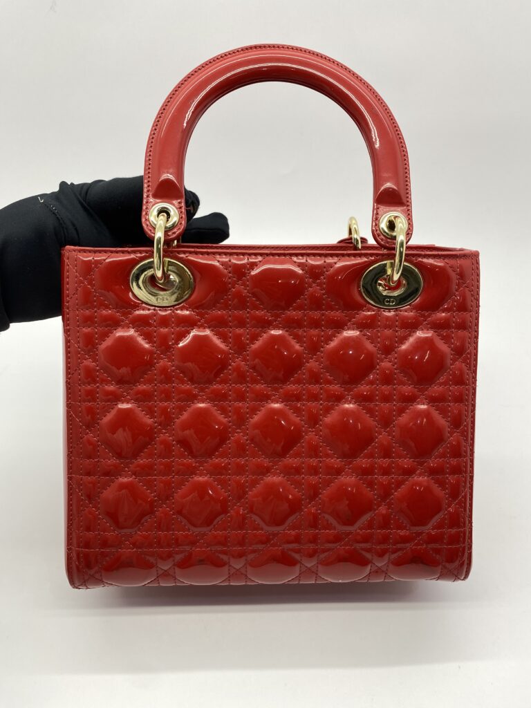 Lady Dior Medium Patent Rouge VIF GHW