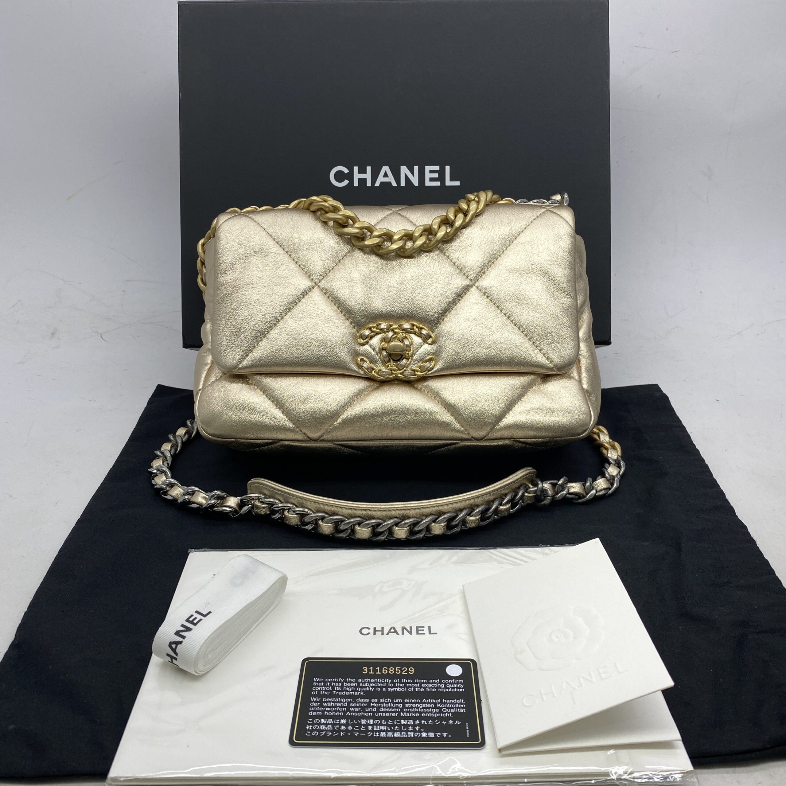 C19 Small Lambskin Gold Metallic