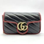 Marmont Super Mini Diagonal Black Red GHW