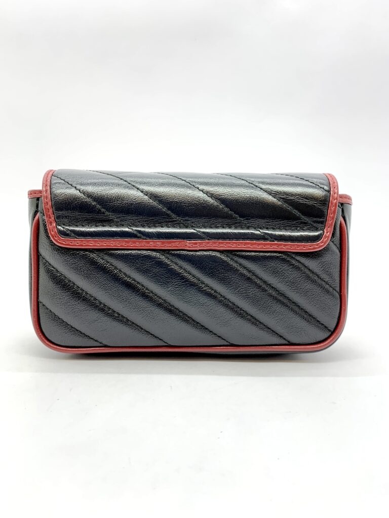 Marmont Super Mini Diagonal Black Red GHW