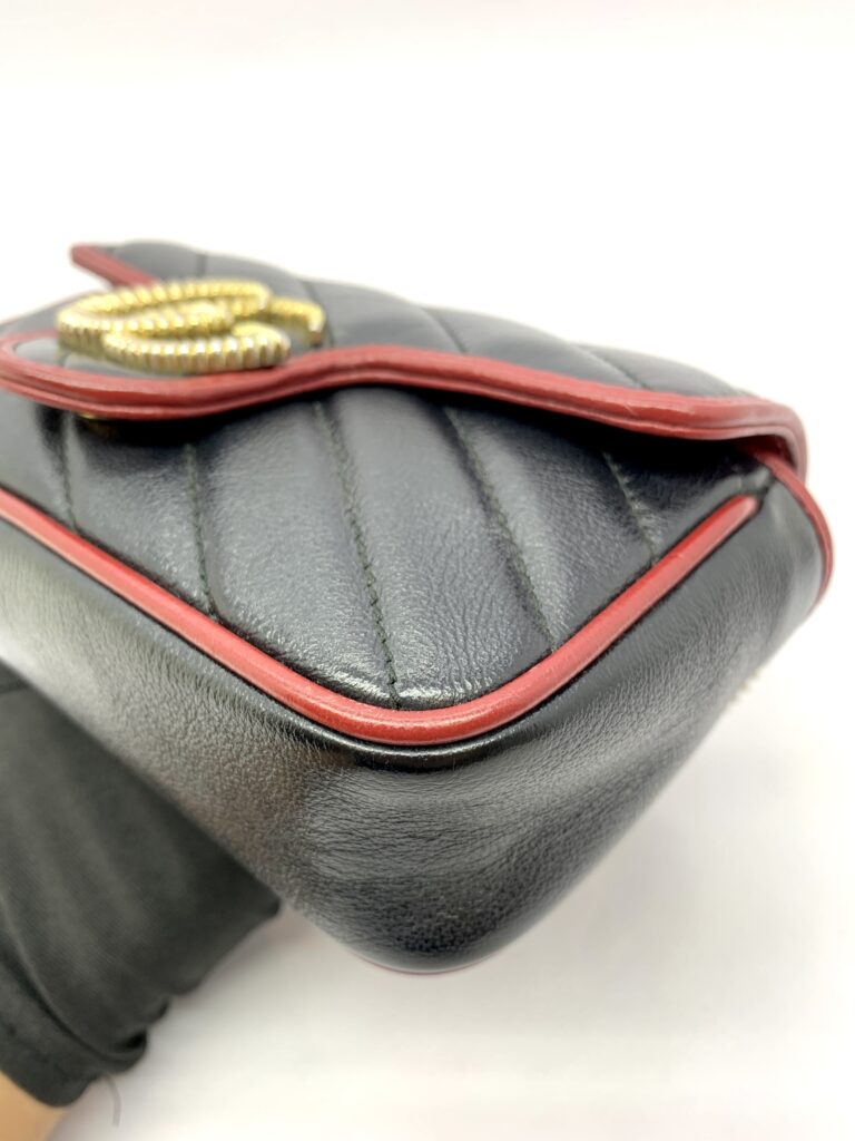 Marmont Super Mini Diagonal Black Red GHW