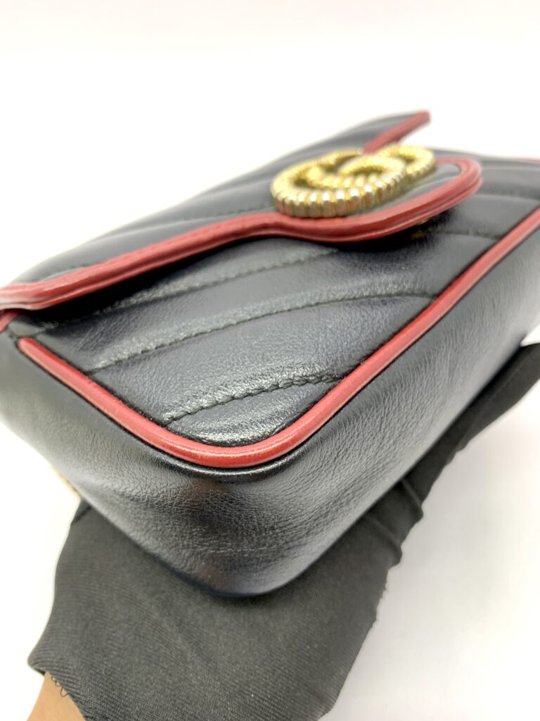 Marmont Super Mini Diagonal Black Red GHW