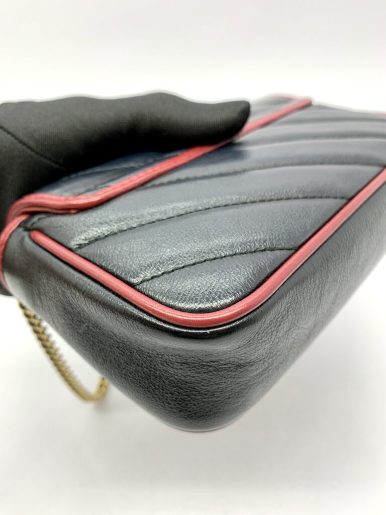 Marmont Super Mini Diagonal Black Red GHW