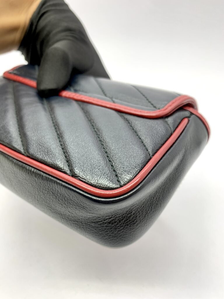 Marmont Super Mini Diagonal Black Red GHW