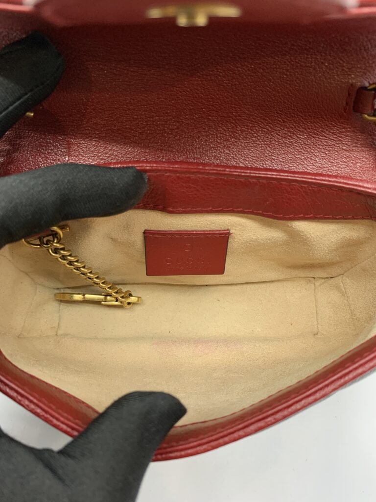 Marmont Super Mini Diagonal Black Red GHW