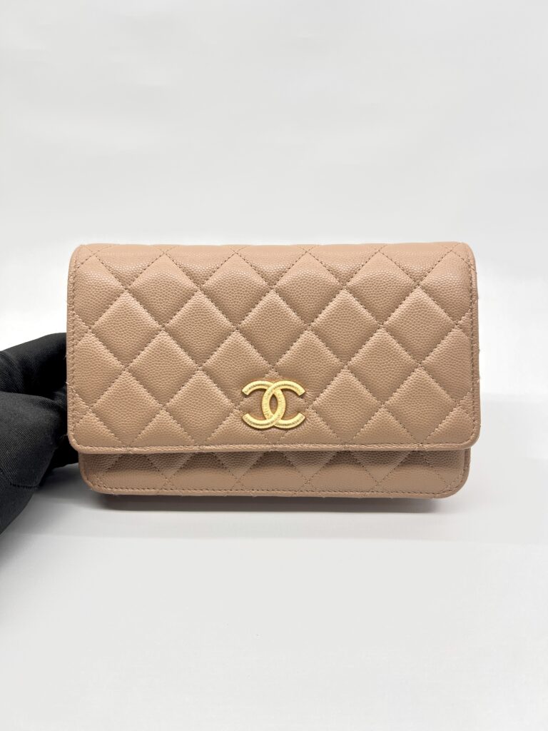 Classic WOC Caviar Dark Beige Woven CC GHW