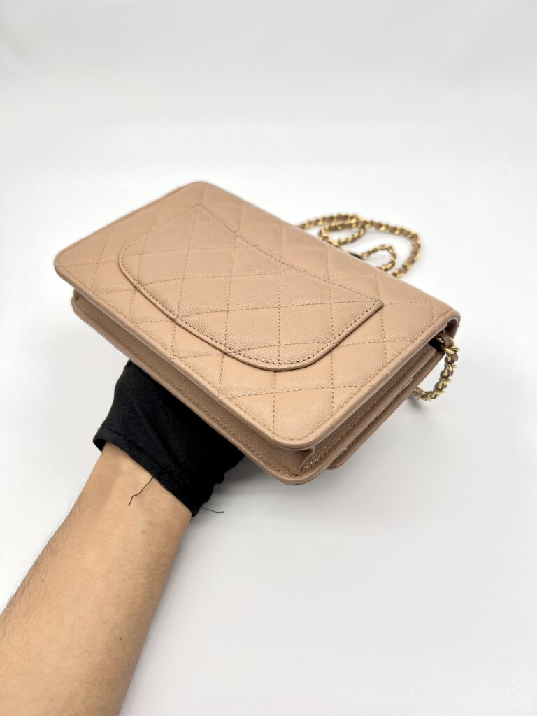 Classic WOC Caviar Dark Beige Woven CC GHW