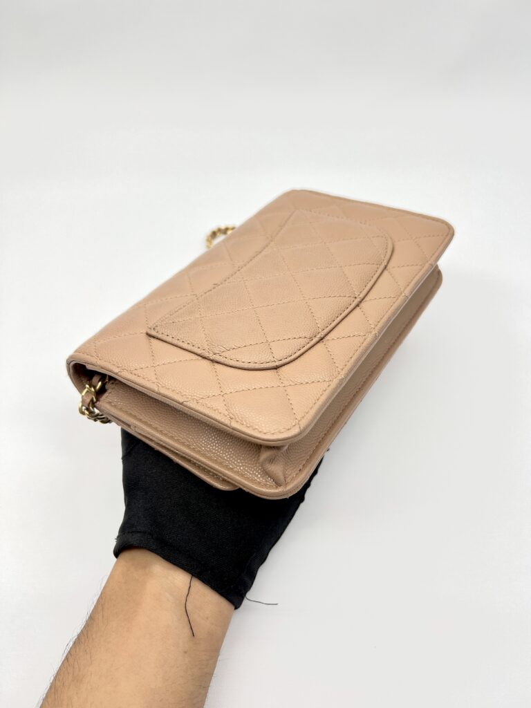 Classic WOC Caviar Dark Beige Woven CC GHW