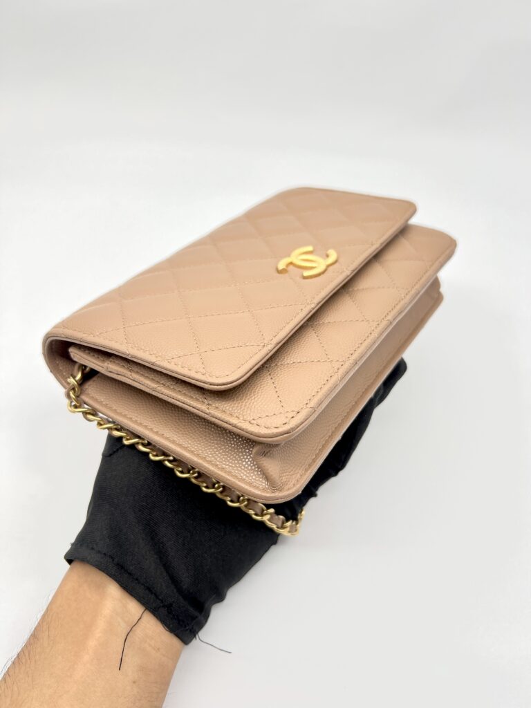 Classic WOC Caviar Dark Beige Woven CC GHW