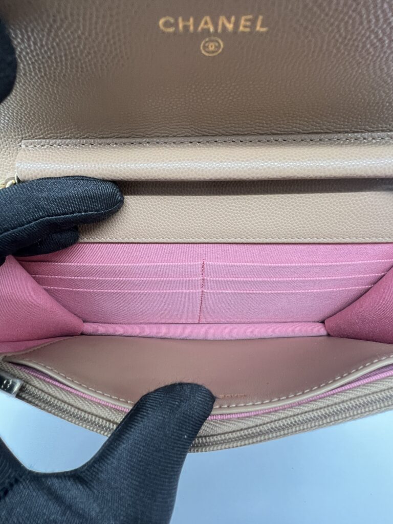 Classic WOC Caviar Dark Beige Woven CC GHW