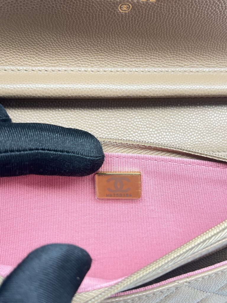 Classic WOC Caviar Dark Beige Woven CC GHW