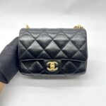 Heart Chain Mini Flap Bag Lambskin Black GHW