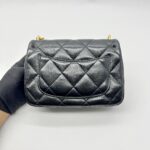 Heart Chain Mini Flap Bag Lambskin Black GHW
