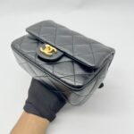 Heart Chain Mini Flap Bag Lambskin Black GHW