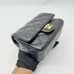 Heart Chain Mini Flap Bag Lambskin Black GHW