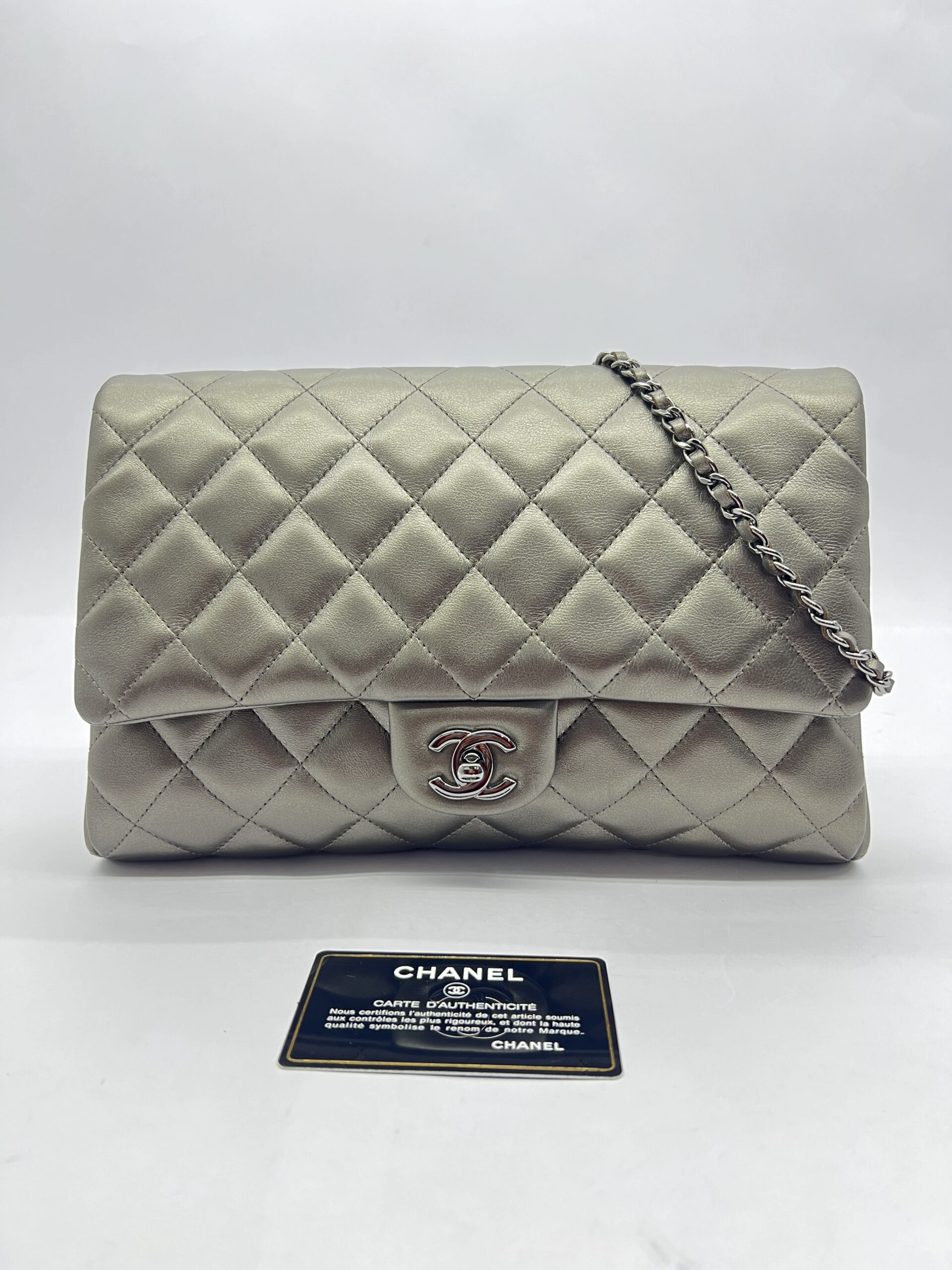 Clutch Bag Grey Metallic SHW