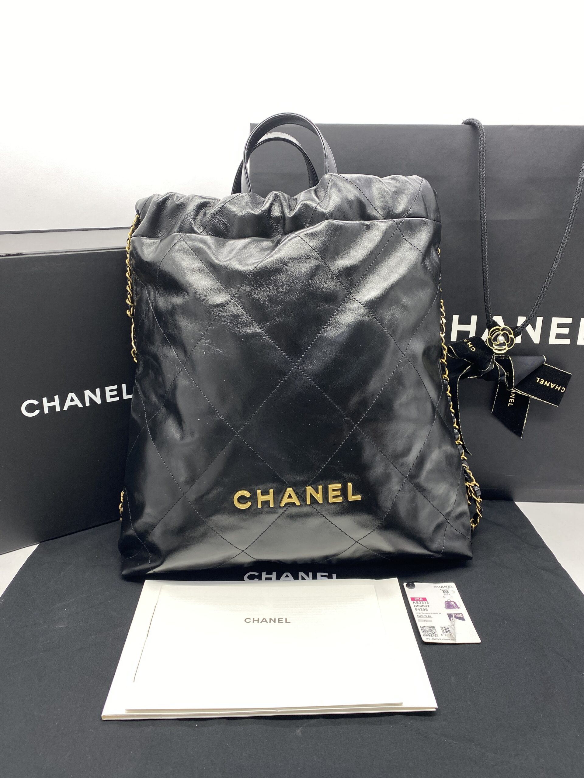 C22 Backpack Lambskin Black GHW