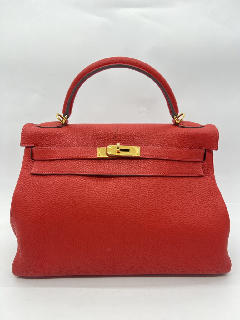 Kelly 32 Togo Rouge Pivoine GHW